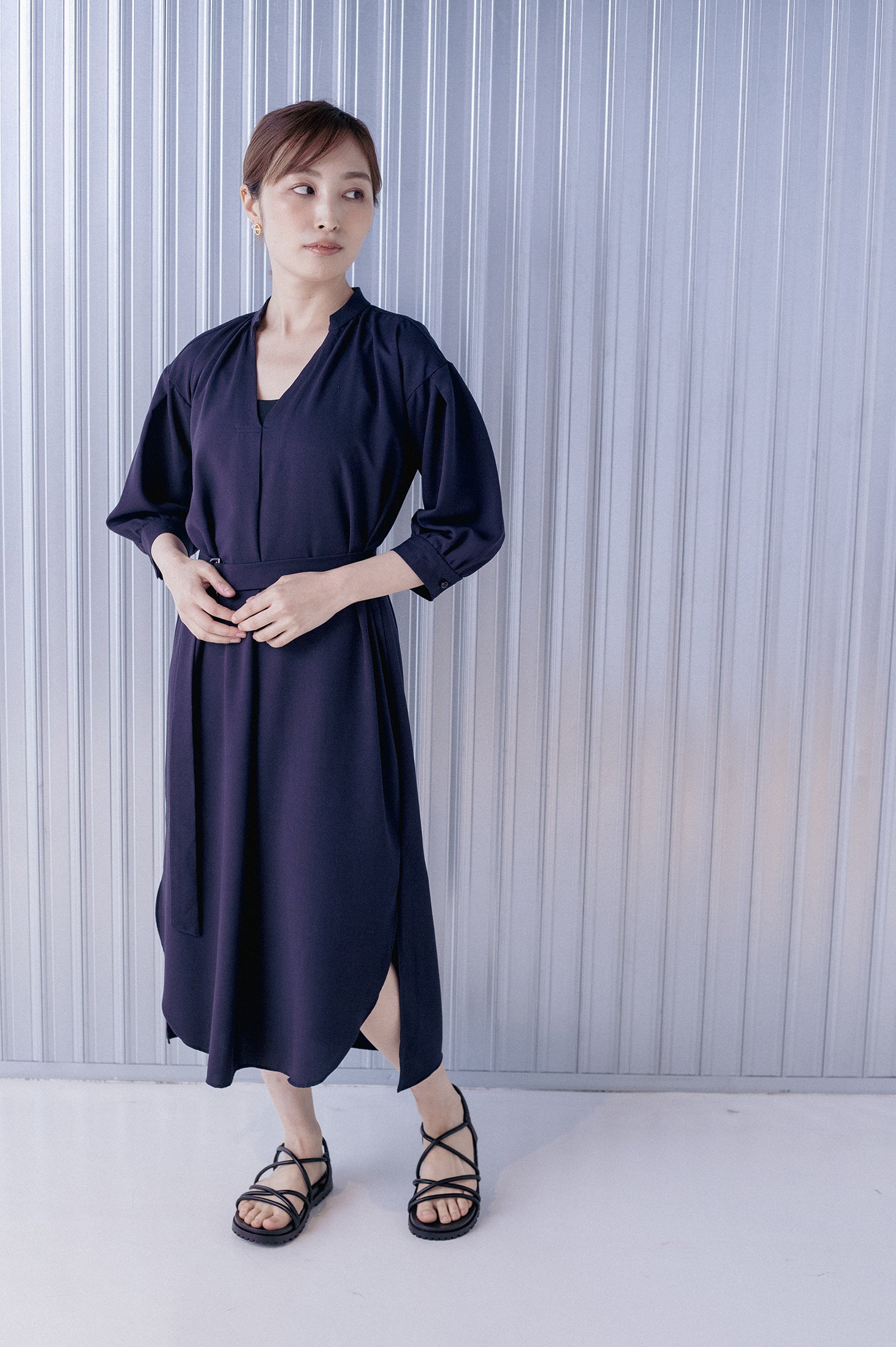 シャツワンピ ドルマンシャツワンピース